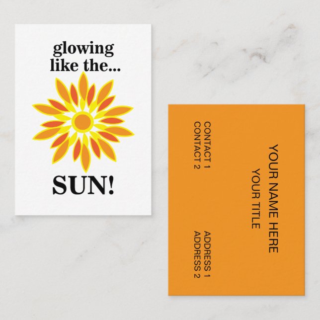 Tarjeta De Visita El Sol Brilla Como El Sol (Anverso / Reverso)