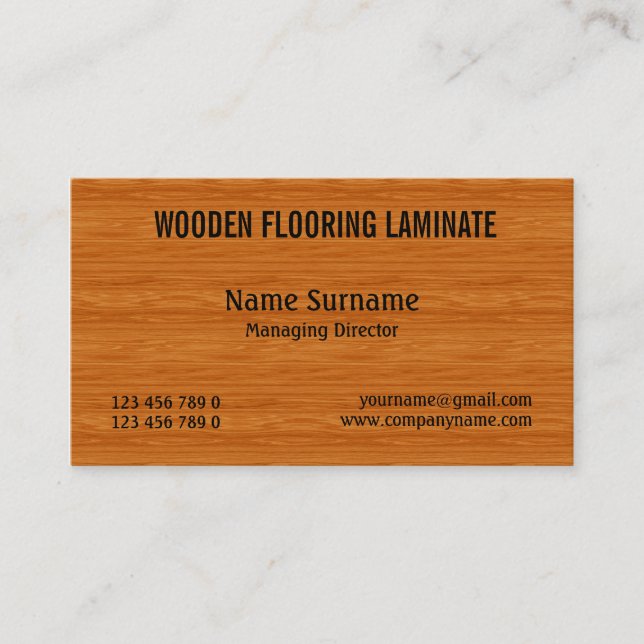 Tarjeta De Visita El suelo de madera duro de madera PERSONALIZA (Anverso)