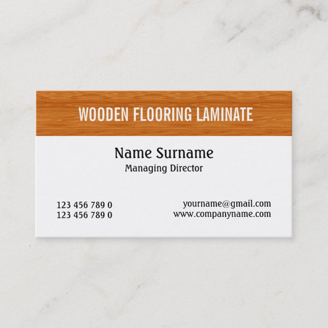 Tarjeta De Visita El suelo de madera laminado de madera PERSONALIZA (Anverso)