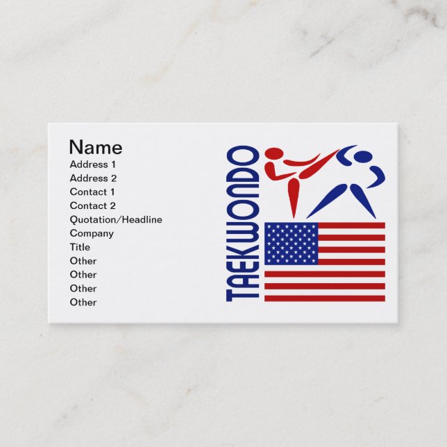 Tarjeta De Visita El Taekwondo Estados Unidos (Anverso)