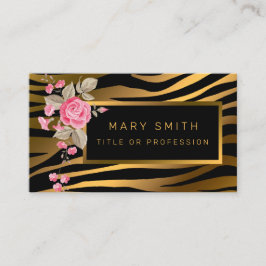 Tarjeta De Visita El tigre floral moderno de lujo añade tu texto