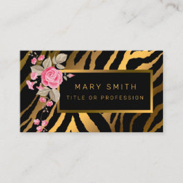 Tarjeta De Visita El tigre floral moderno de lujo añade tu texto