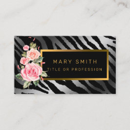 Tarjeta De Visita El tigre floral moderno de lujo añade tu texto