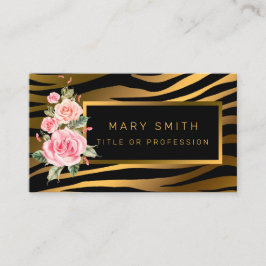 Tarjeta De Visita El tigre floral moderno de lujo añade tu texto