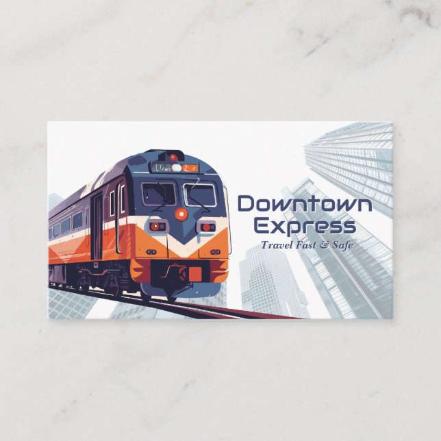 Tarjeta De Visita El tren en las pistas | Rascacielos del centro de  (Anverso)