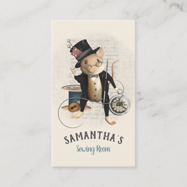 Tarjeta De Visita El Victorian de costura del ratón inspiró el (Anverso)