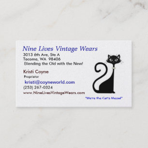 Tarjeta De Visita El vintage de nueve vidas lleva el gato del