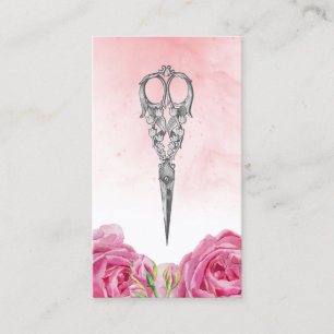 Tarjeta De Visita El vintage del estilista Scissor floral elegante