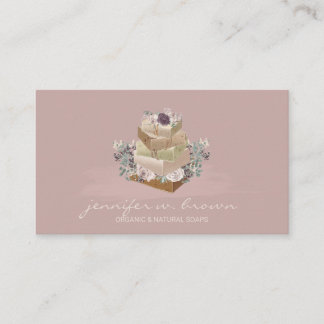 Tarjeta De Visita Elaboración de jabón floral beige rosa