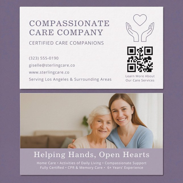 Tarjeta De Visita Elderly Home Help Professional QR Code (Subido por el creador)