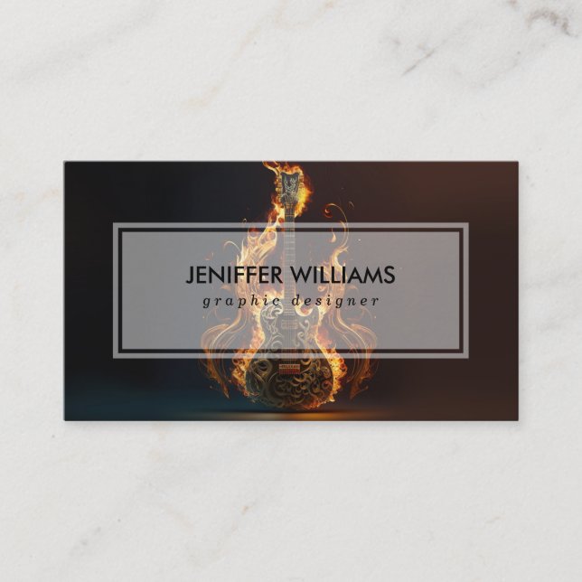 Tarjeta De Visita Electric guitar on fire                            (Anverso)