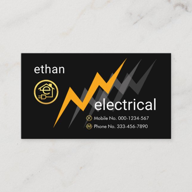 Tarjeta De Visita Electric Lightning Powers Letter-e Electrical (Anverso)