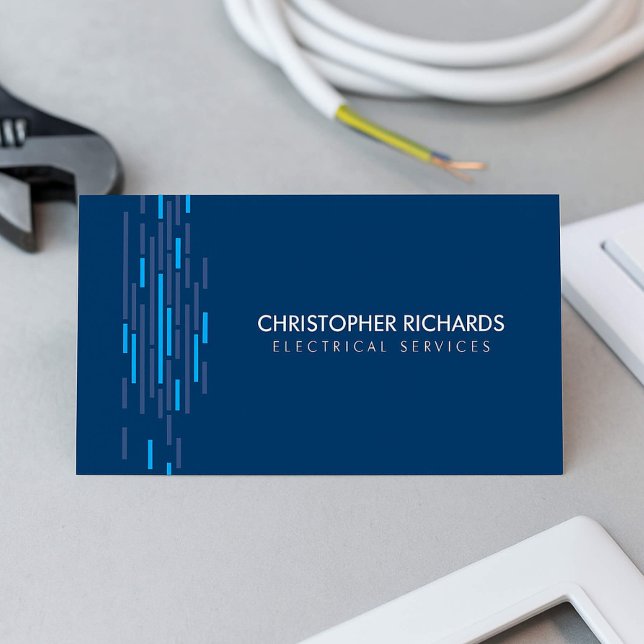 Tarjeta De Visita Electric Lights Blue Electrician Business Card (Subido por el creador)