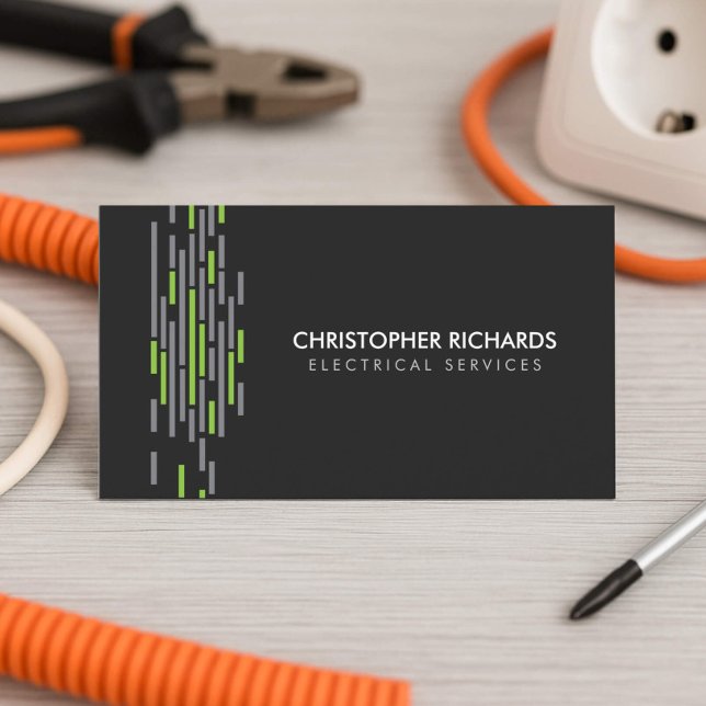 Tarjeta De Visita Electric Lights Green Electrician Business Card (Subido por el creador)