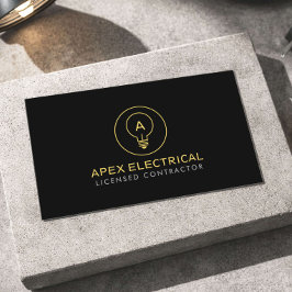 Tarjeta De Visita Electrical Contractor Light Bulb Logo Black