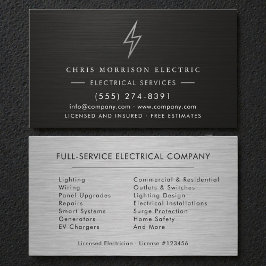 Tarjeta De Visita Electrical Contractor Silver Metallic