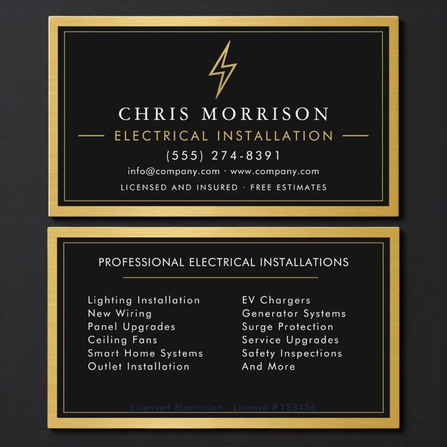 Tarjeta De Visita Electrical Installation Electrician Metallic (Subido por el creador)