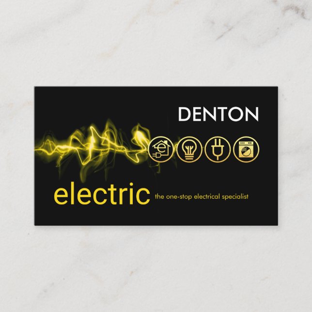 Tarjeta De Visita Electrical Lightning Powers Electric Icons (Anverso)