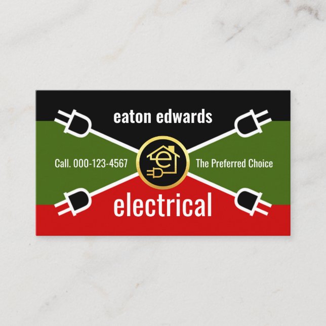 Tarjeta De Visita Electrical Wiring Colors Power Plug (Anverso)