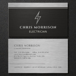 Tarjeta De Visita Electrician Black Silver Industrial Contractor
