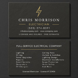 Tarjeta De Visita Electrician Electric Black Gold Slate Stone