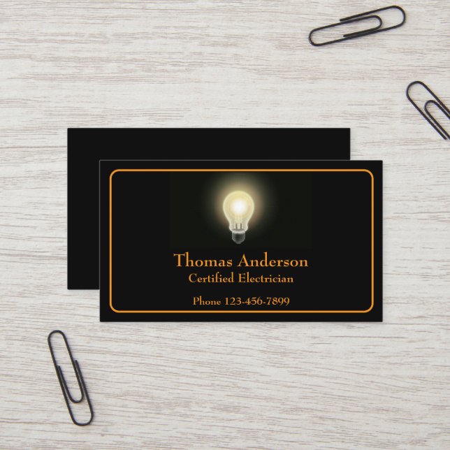 Tarjeta De Visita Electrician Electric Company Business Card (Anverso/Reverso In Situ)