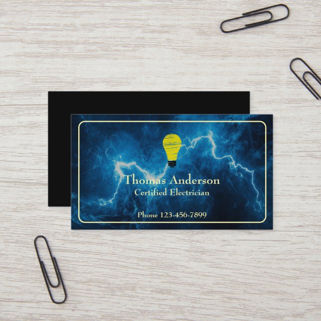 Tarjeta De Visita Electrician Electric Company Business Card (Anverso/Reverso In Situ)