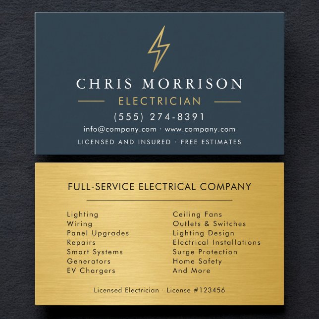 Tarjeta De Visita Electrician Industrial Gold Handyman Contractor (Subido por el creador)