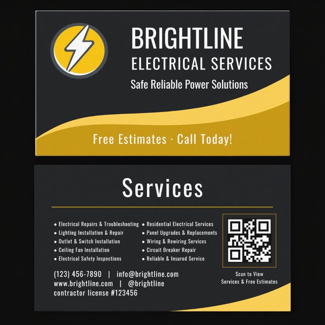 Tarjeta De Visita Electrician QR Code Professional (Subido por el creador)