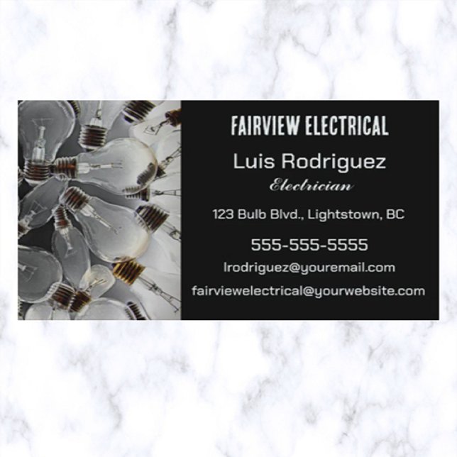 Tarjeta De Visita Electricidad de lámparas editables (Subido por el creador)