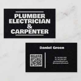 Tarjeta De Visita Electricidad de plomo y Carpintero QR Premium