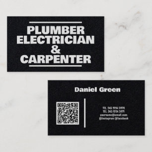 Tarjeta De Visita Electricidad de plomo y Carpintero QR Premium