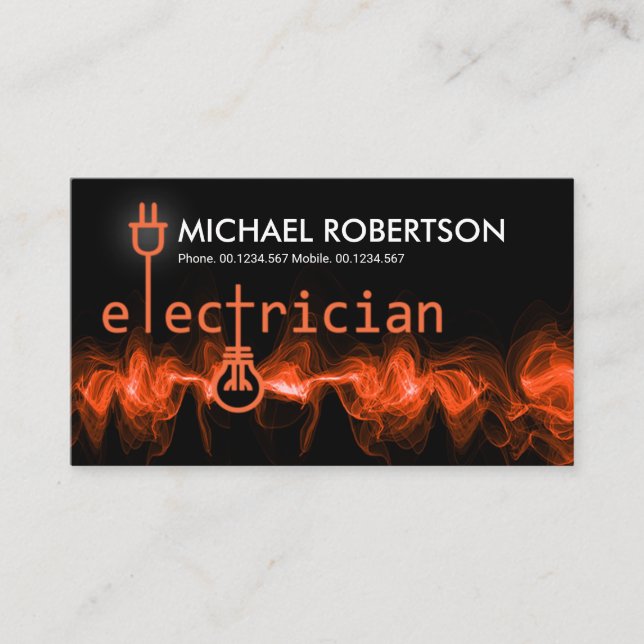 Tarjeta De Visita Electricidad de señalización eléctrica de relámpag (Anverso)
