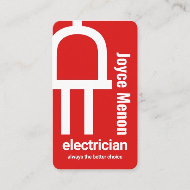 Tarjeta De Visita Electricidad del enchufe de la energía roja grande (Anverso)