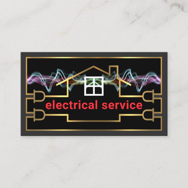 Tarjeta De Visita Electricidad Powers Gold Home Wiring Frame (Anverso)