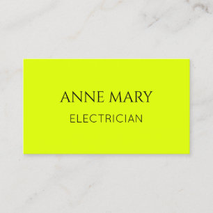 Tarjeta De Visita Electricista Amarillo Neón Electricidad Moderno El
