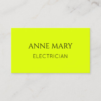Tarjeta De Visita Electricista Amarillo Neón Electricidad Moderno El