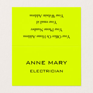 Tarjeta De Visita Electricista Amarillo Neón Electricidad Moderno Te