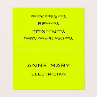 Tarjeta De Visita Electricista Amarillo Neón Electricidad Moderno Te