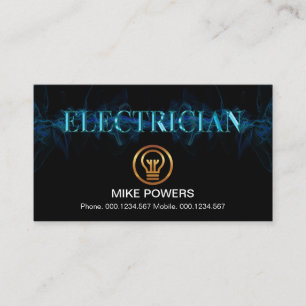 Tarjeta De Visita Electricista azul metálico en alumbrado azul sorp