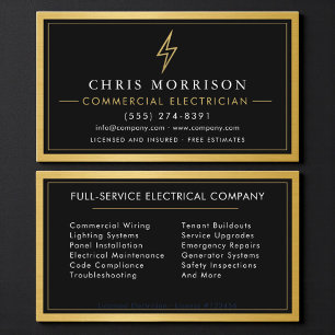 Tarjeta De Visita Electricista Comercial de Metal