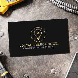 Tarjeta De Visita Electricista Comercial Profesional Negro