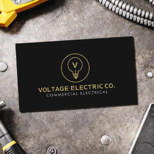 Tarjeta De Visita Electricista Comercial Profesional Negro