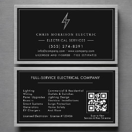 Tarjeta De Visita Electricista Compañía Eléctrica Plata Negro