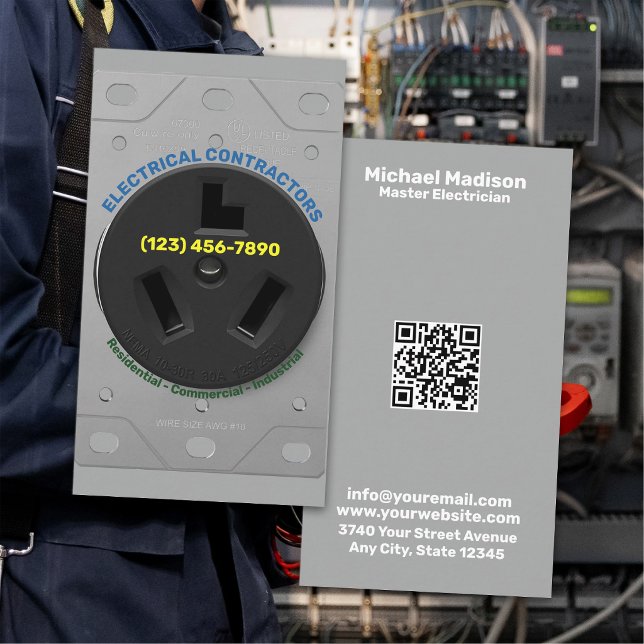 Tarjeta De Visita Electricista | Contratista Eléctrico (Subido por el creador)