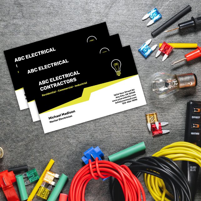Tarjeta De Visita Electricista | Contratista eléctrico (Subido por el creador)