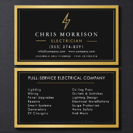 Tarjeta De Visita Electricista Contratista Eléctrico Metal Negro