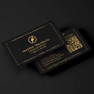 Tarjeta De Visita Electricista Contratista Eléctrico Negro Amarillo