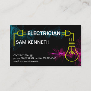 Tarjeta De Visita Electricista de bombilla de alimentación de ondas