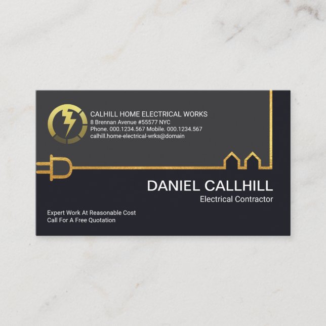 Tarjeta De Visita Electricista de cable eléctrico de construcción de (Anverso)